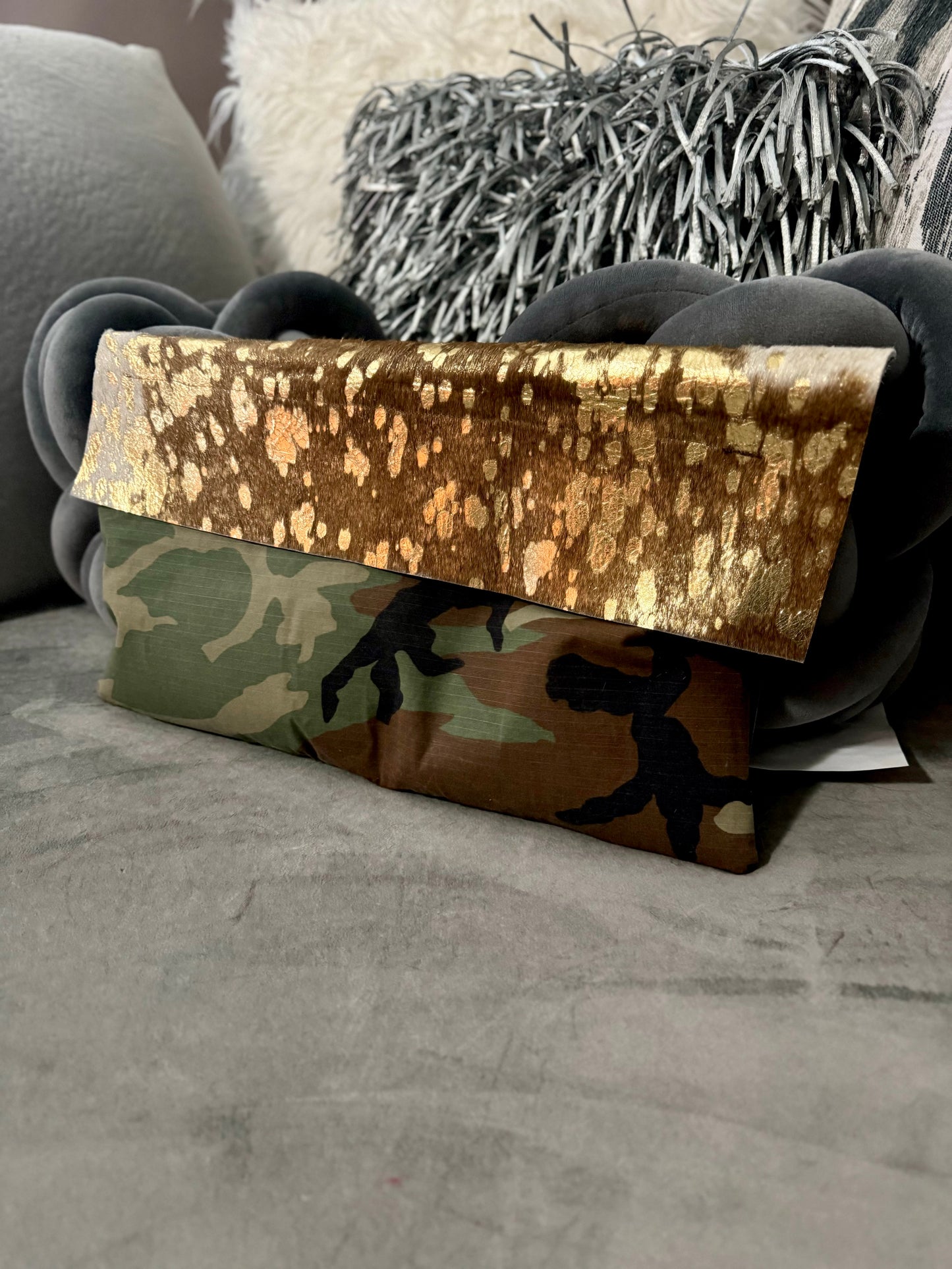 Country Couture Oversized Camo n Cowhide Clutch