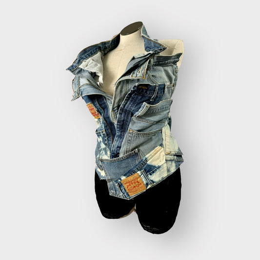Patchwork Denim Halter