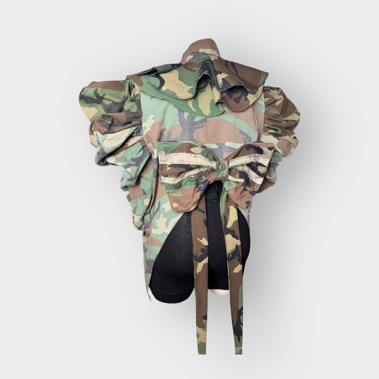 Ash Camo Couture Ruffle Tuxe Tail Jacket
