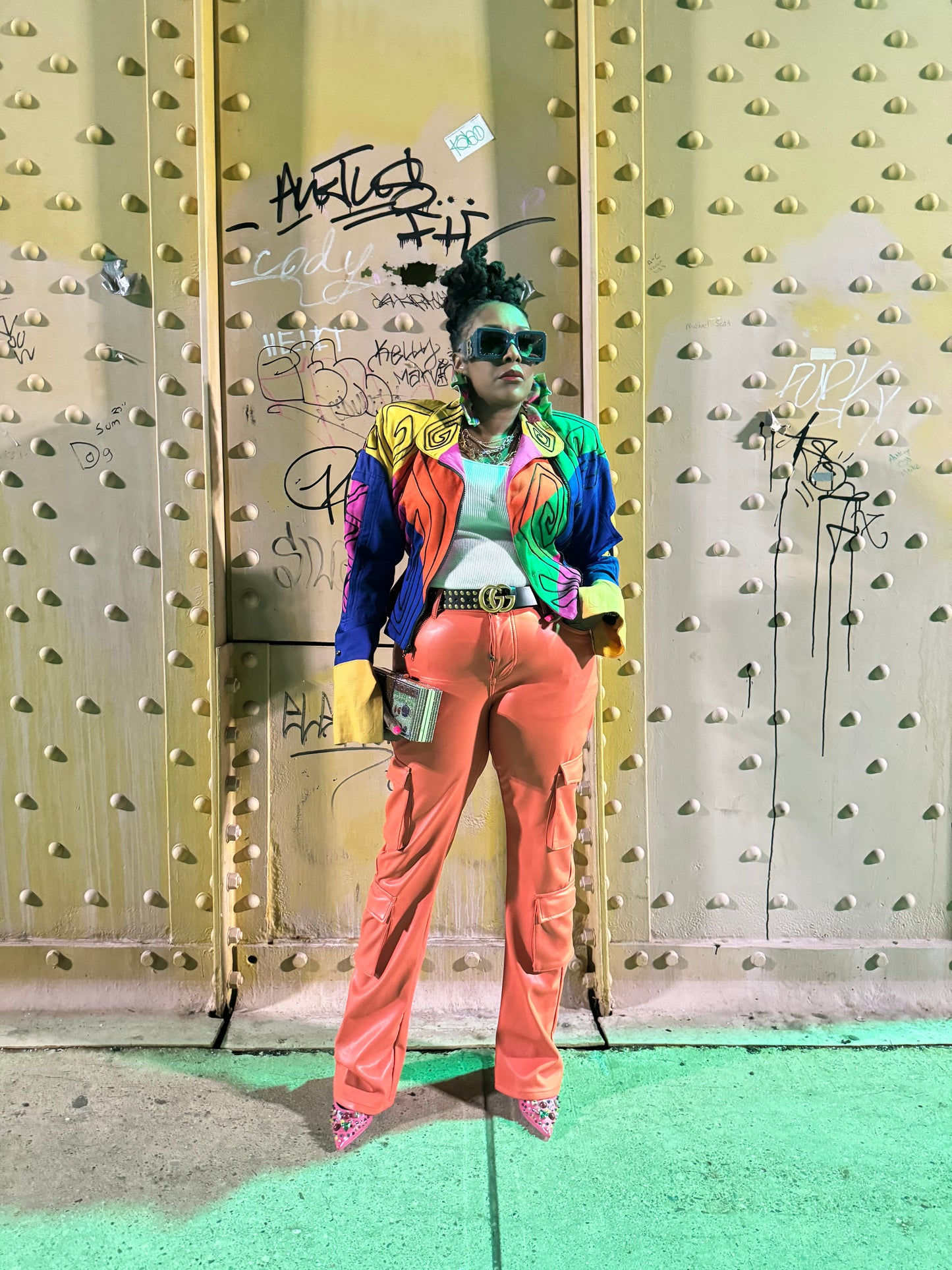Orange Faux Leather Pant