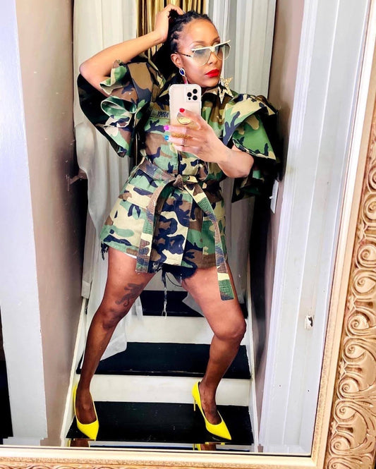 (Made to order) Camo Couture Flounce Sleeve Jacket