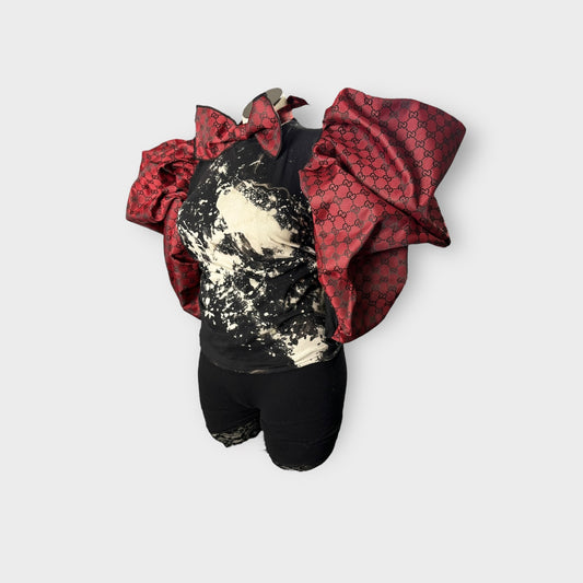 Luxe Couture Opera Sleeve Tee with handcrafted Bow Tie