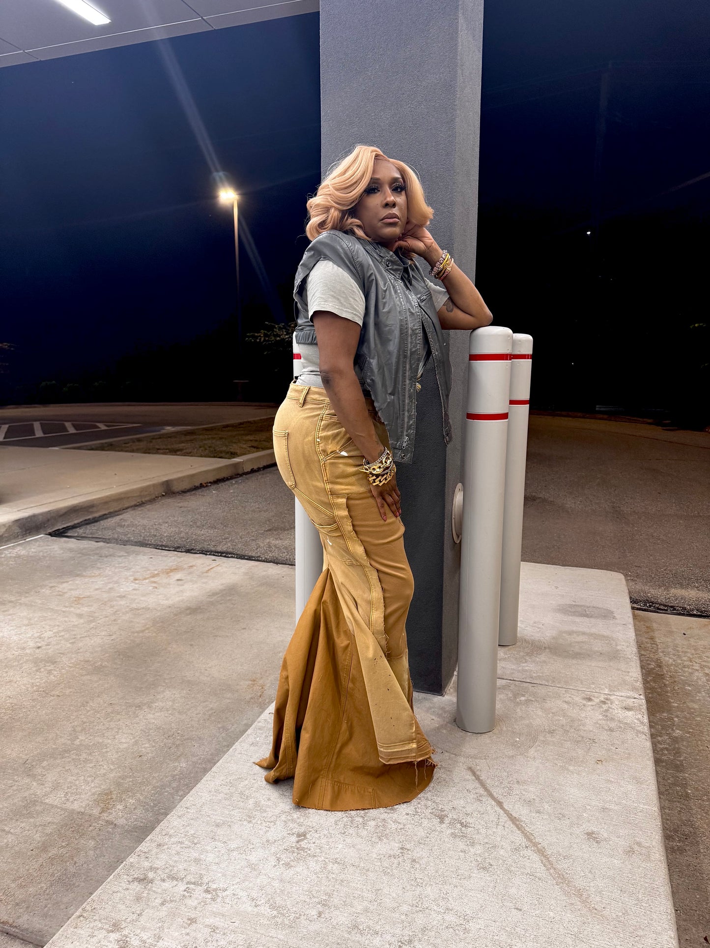 Distressed Butter Wheat Fishtail Skirt | Luxe Back Zip Couture