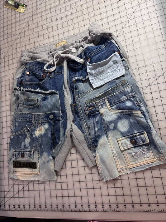Triple Denim Bermuda Cut Jogger Shorts