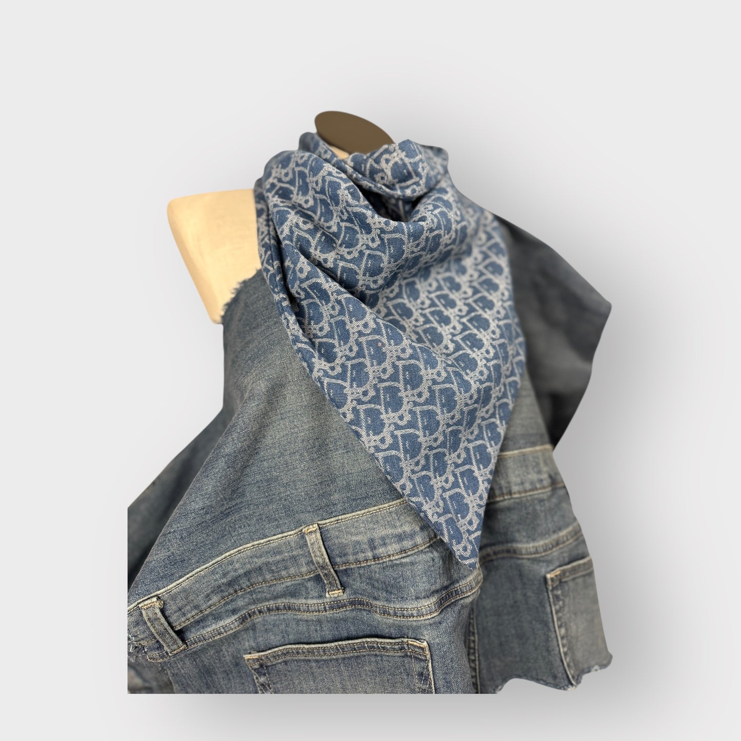 Oversized Luxe Denim Handkerchief Neck Tie