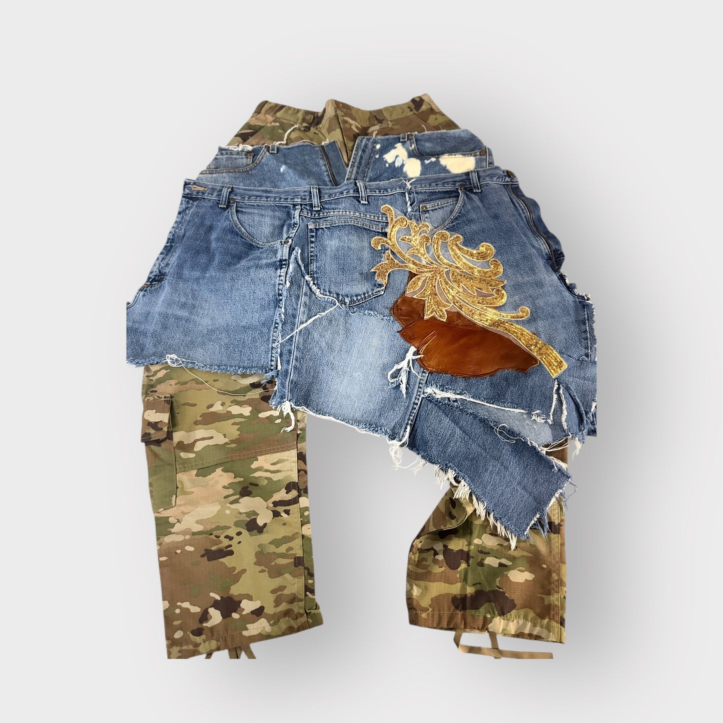 Double Denim Overlay Cargos