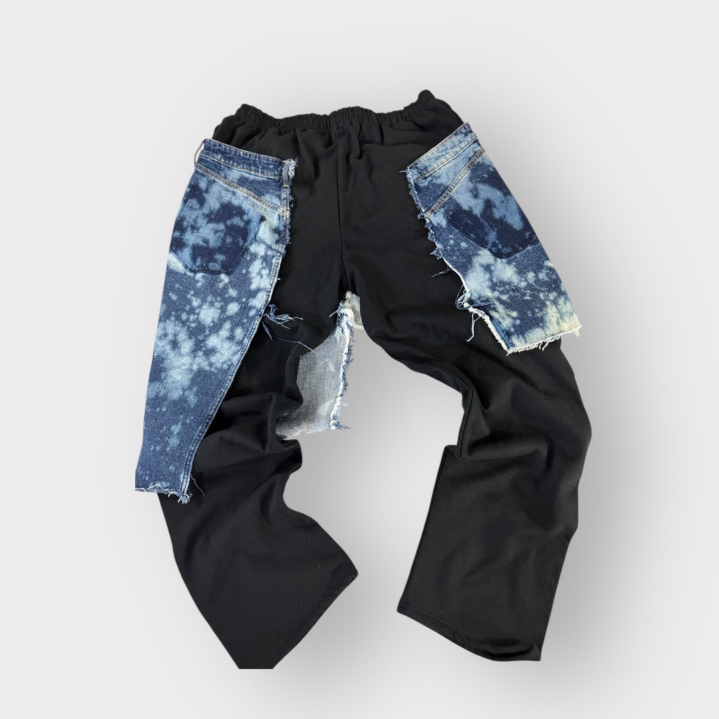 Denim Distressed Layover Joggers