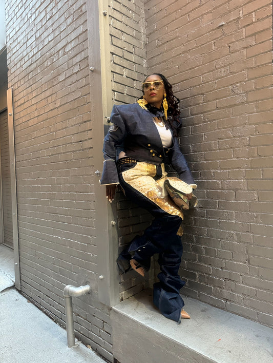 Denim Couture Power Shoulder Blazer