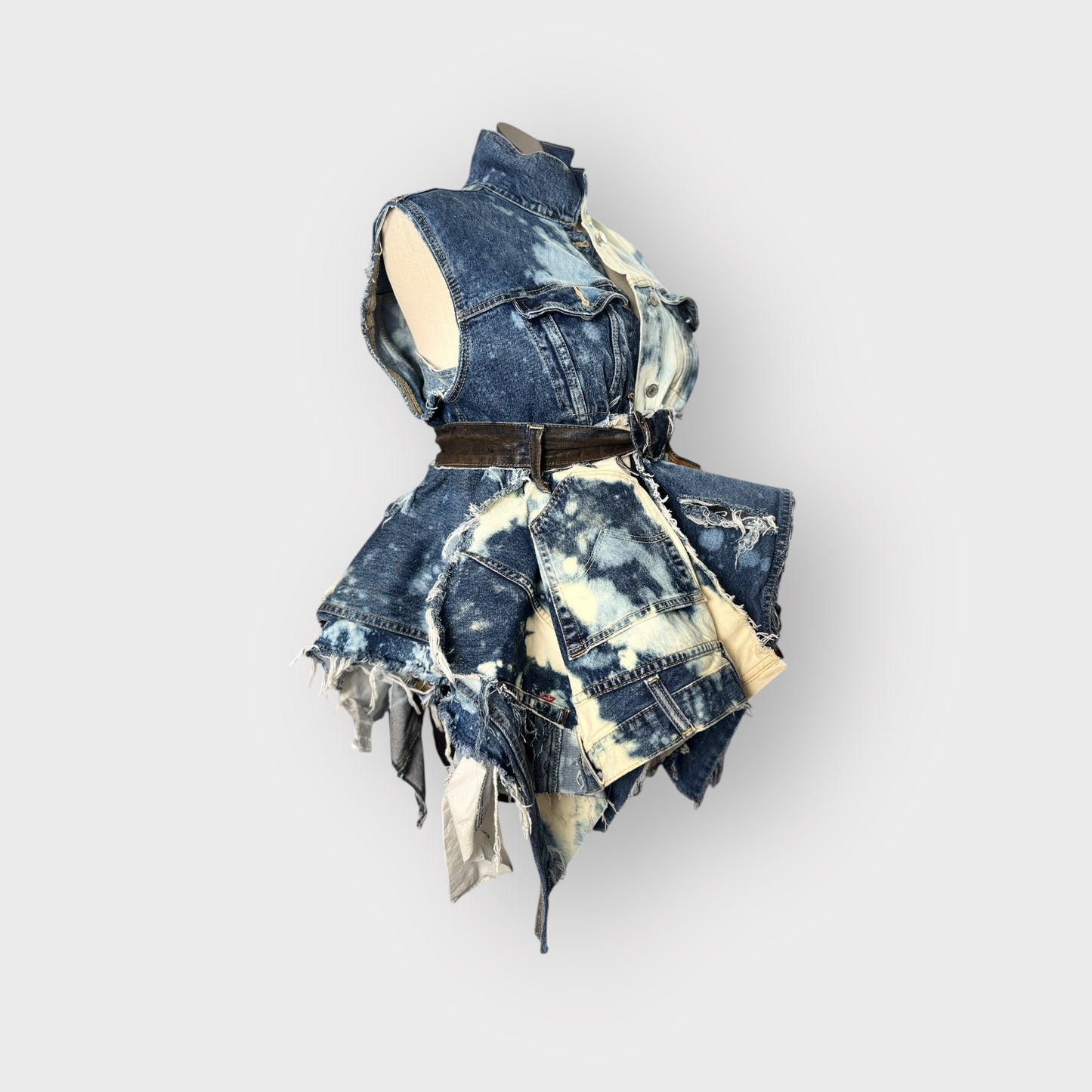 Distressed Dark Denim Peplum