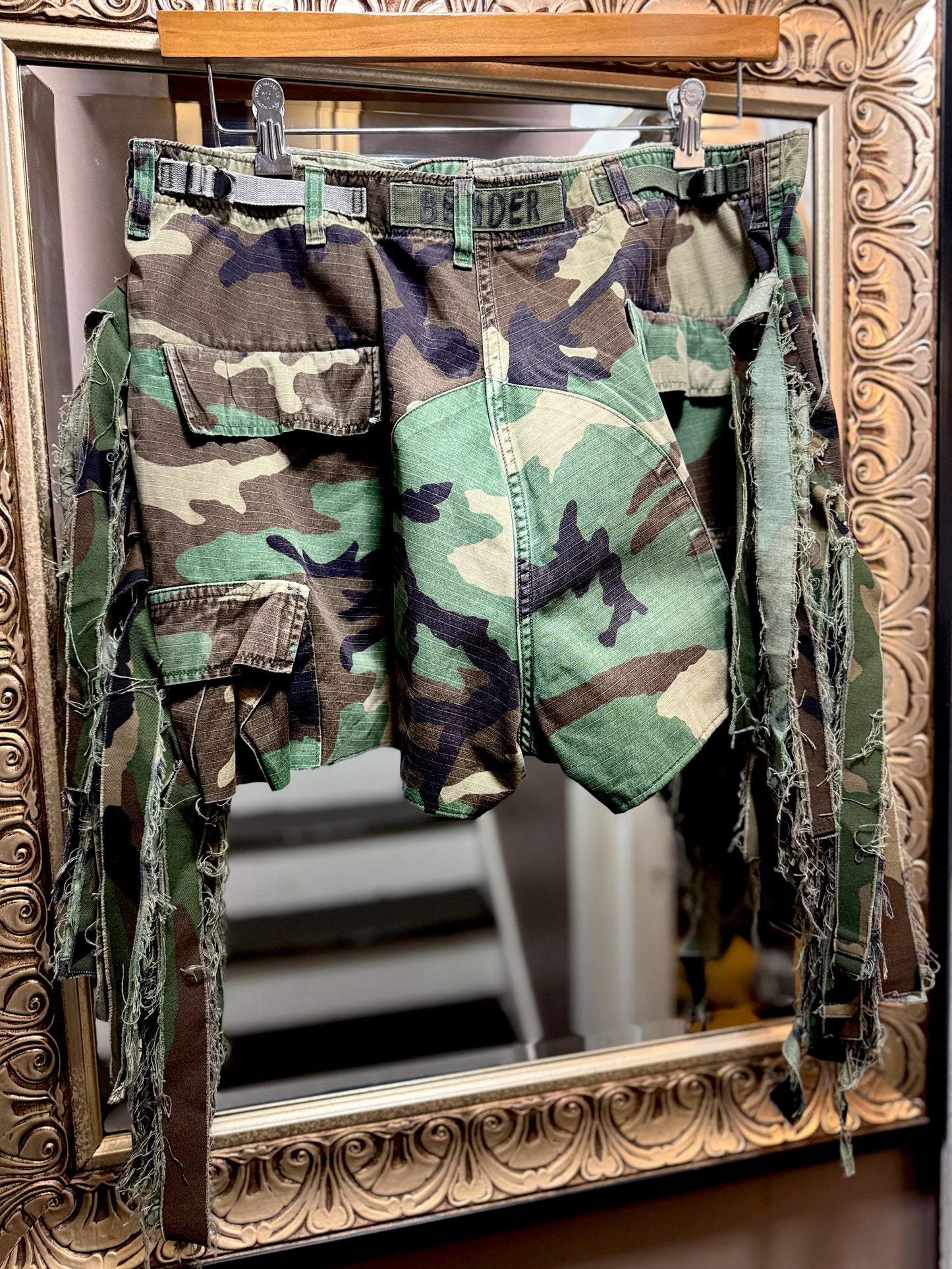Fringe Camo Mini Shorts
