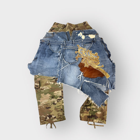Double Denim Overlay Cargos
