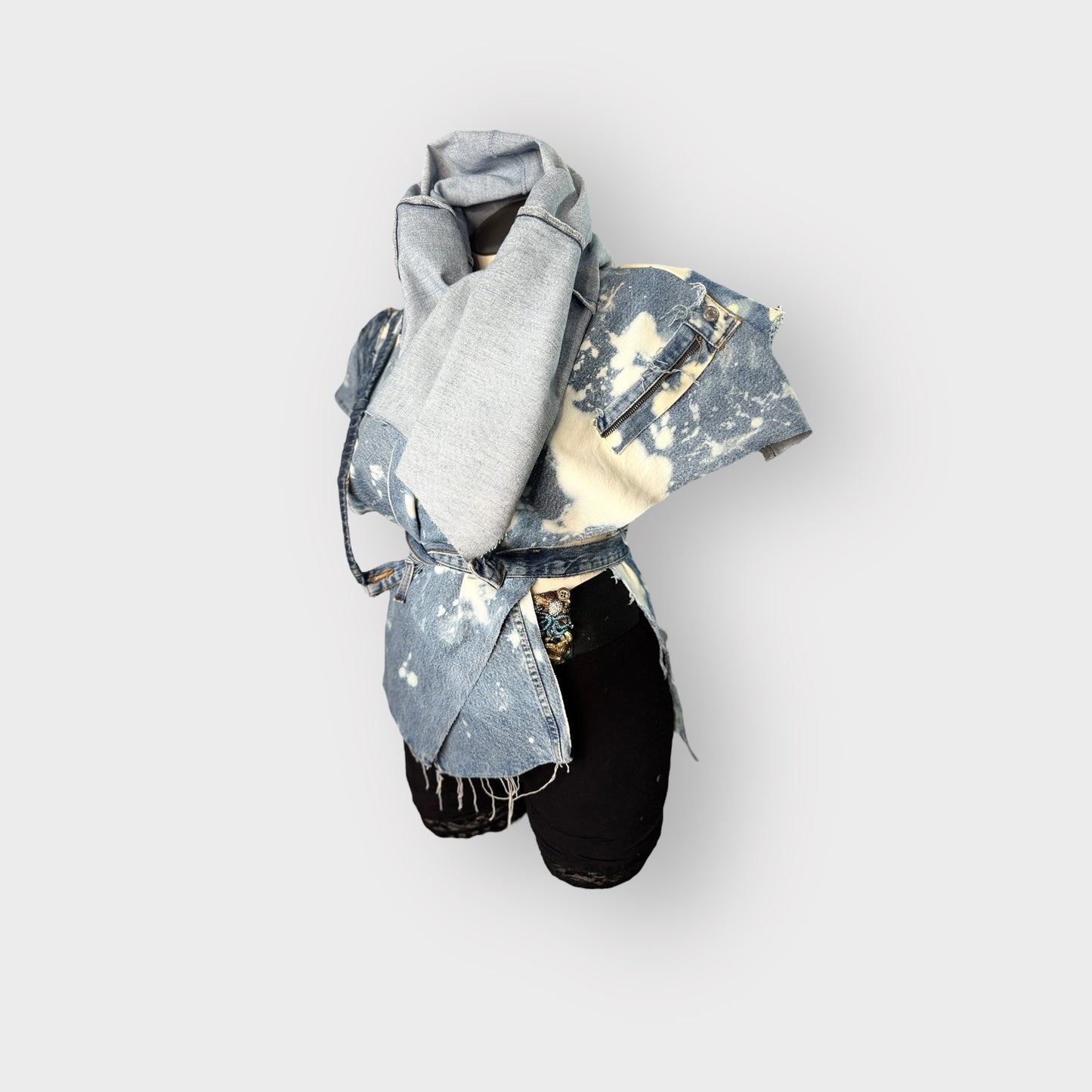 Denim Cowl Neck Harness