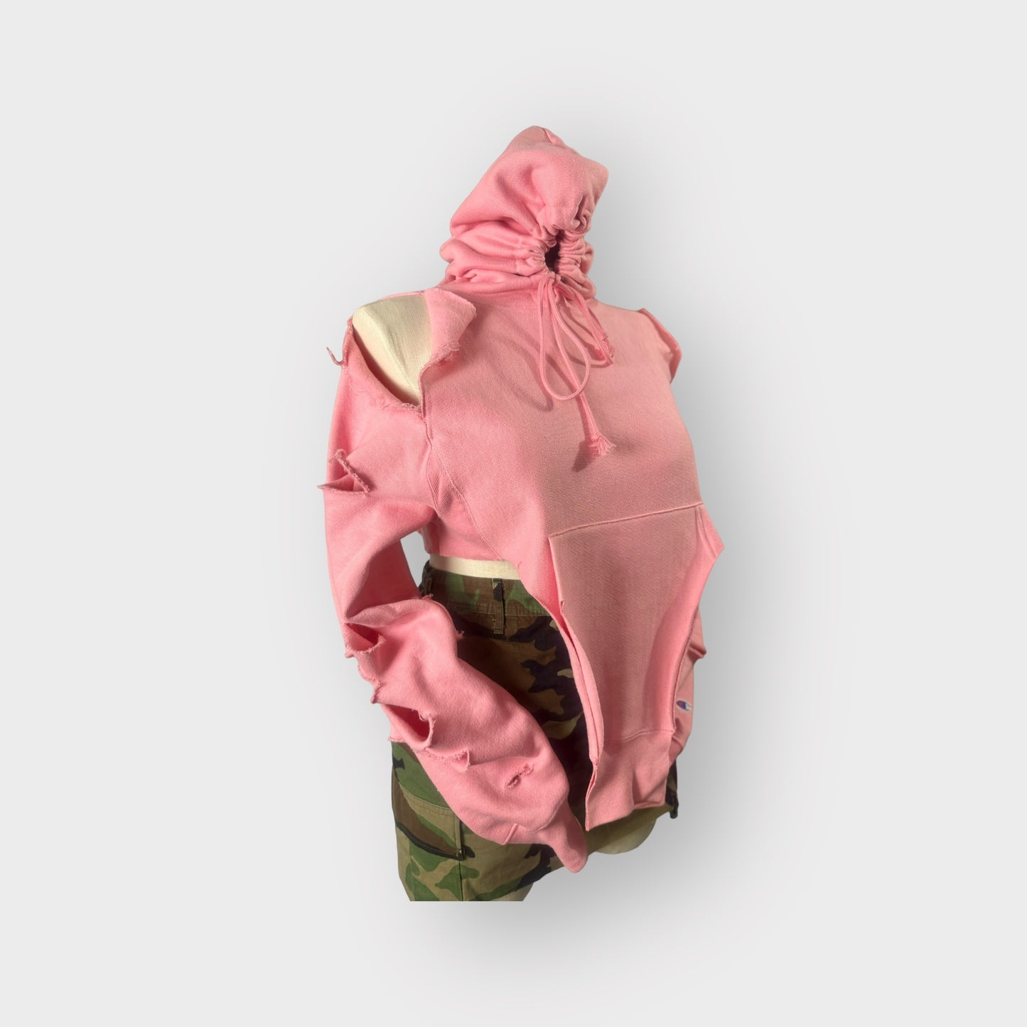 Distressed Corset Style Cropped Hoodie