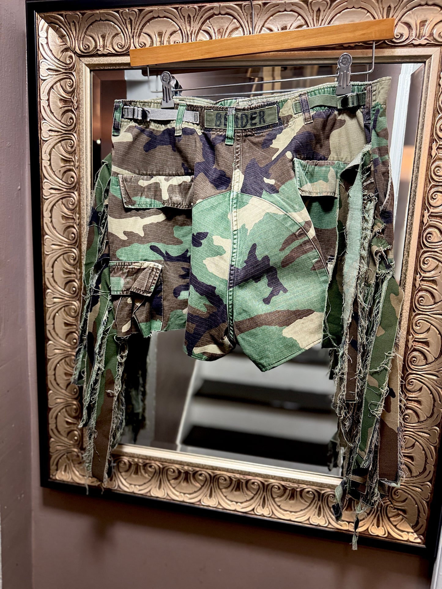 Fringe Camo Mini Shorts