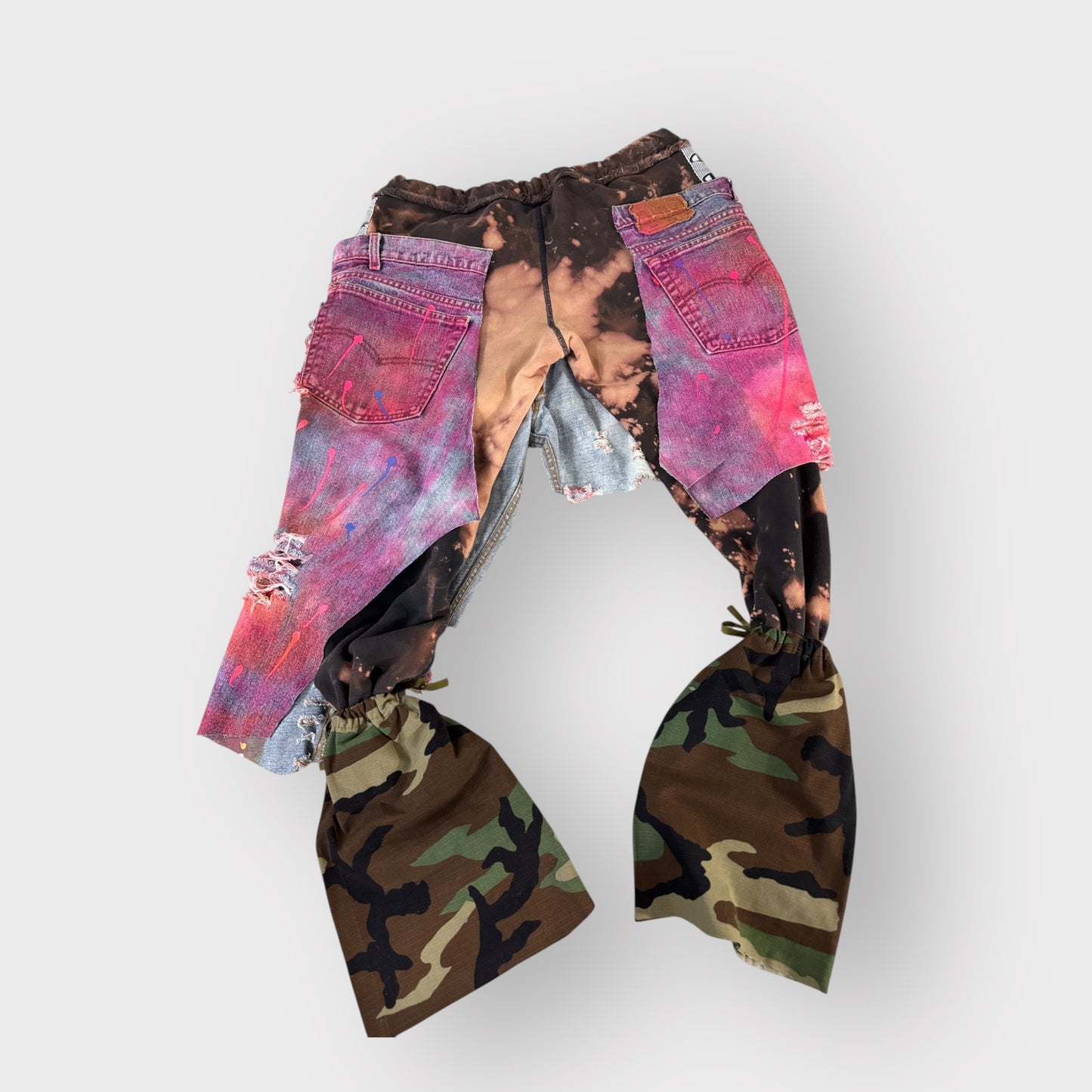 Distressed Rainbow Denim Layover Joggers