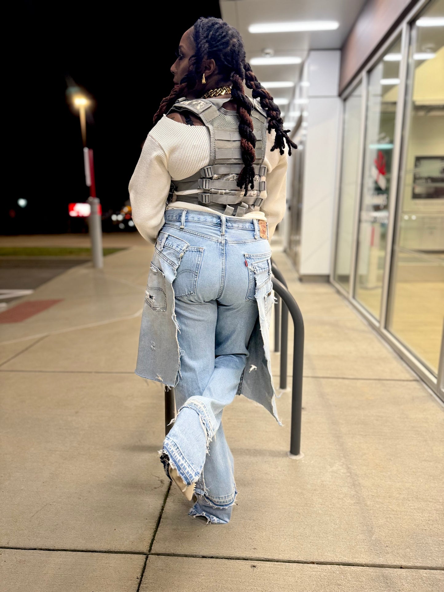 Demure Denim Street Style Over Skirt Jeans