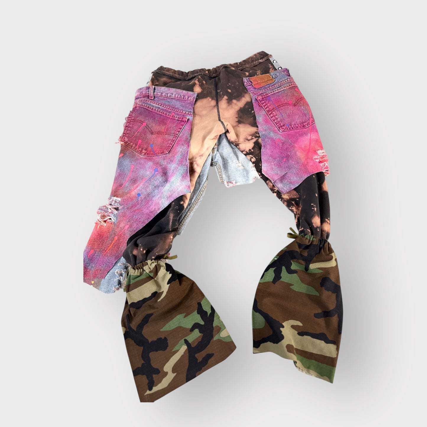 Distressed Rainbow Denim Layover Joggers