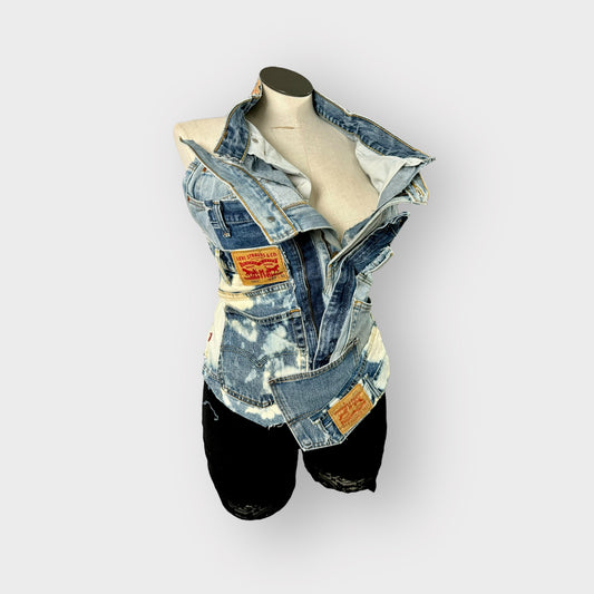 Denim Couture Patchwork Corset Halter Top