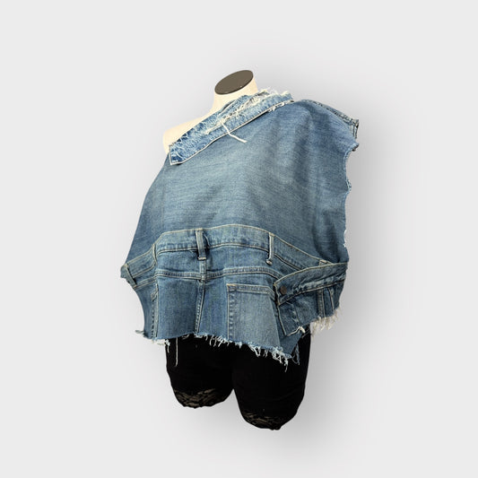 Off Shoulder Denim Poncho