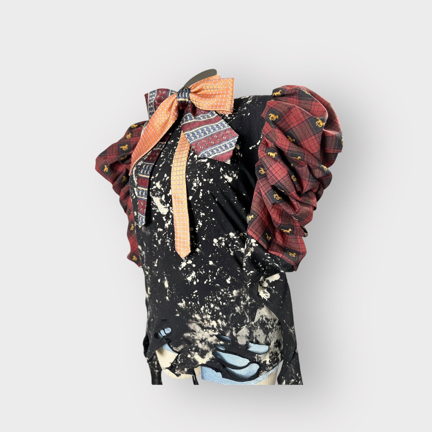 Distressed Stallion Print Couture Sleeve Tee