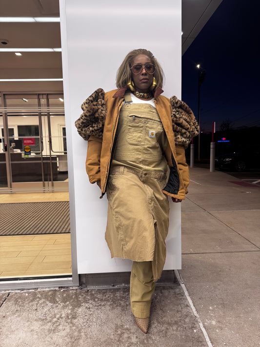 WW to Runway Leopard Puffy Sleeve Corset Style Cut Coat