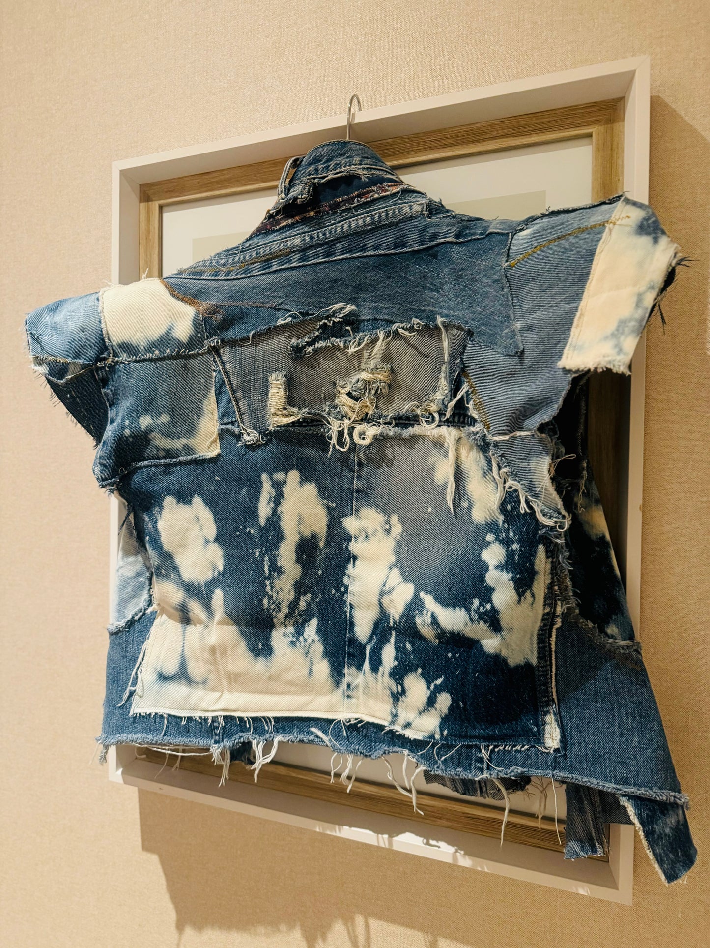 Luxe Denim Couture Patchwork Strong Shoulder Vest