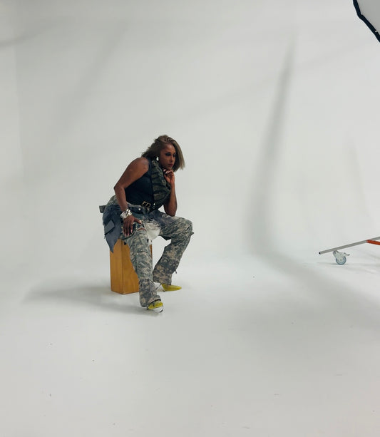 Grunge Denim Digital Camo Layover Cargos