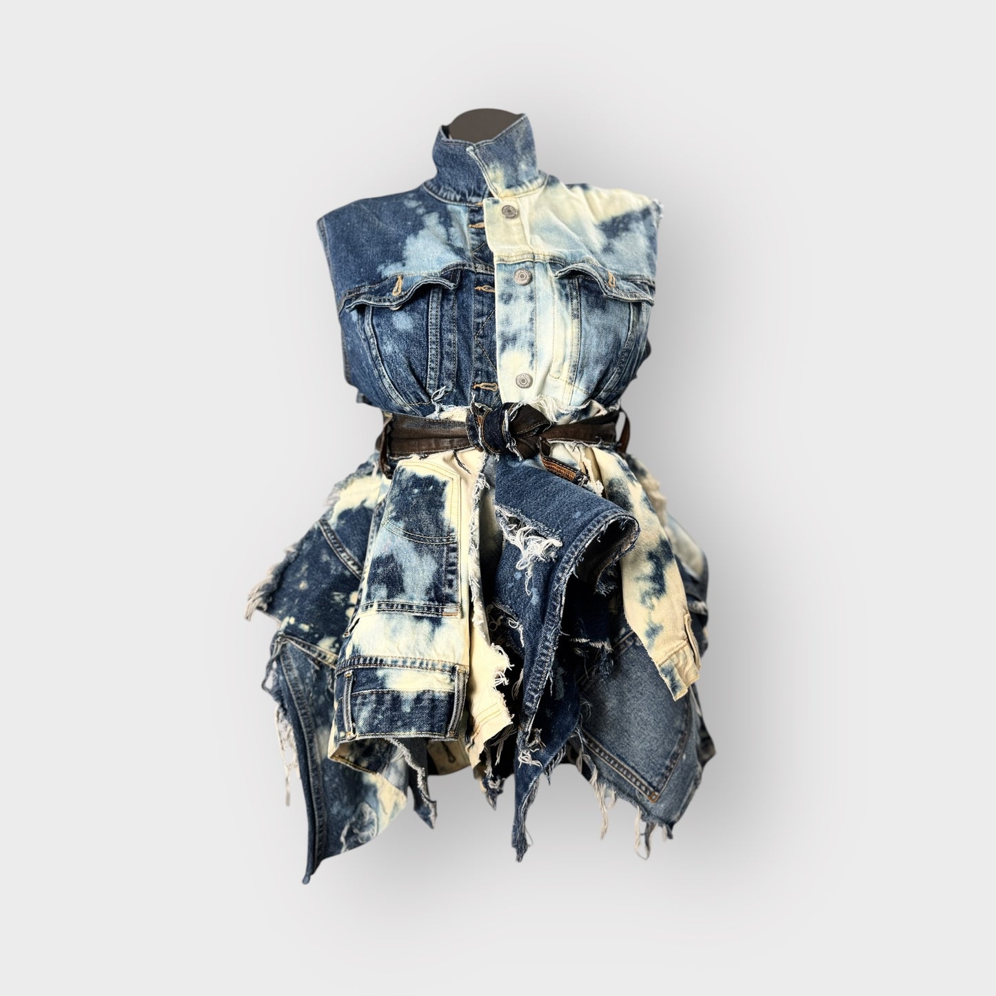 Distressed Dark Denim Peplum