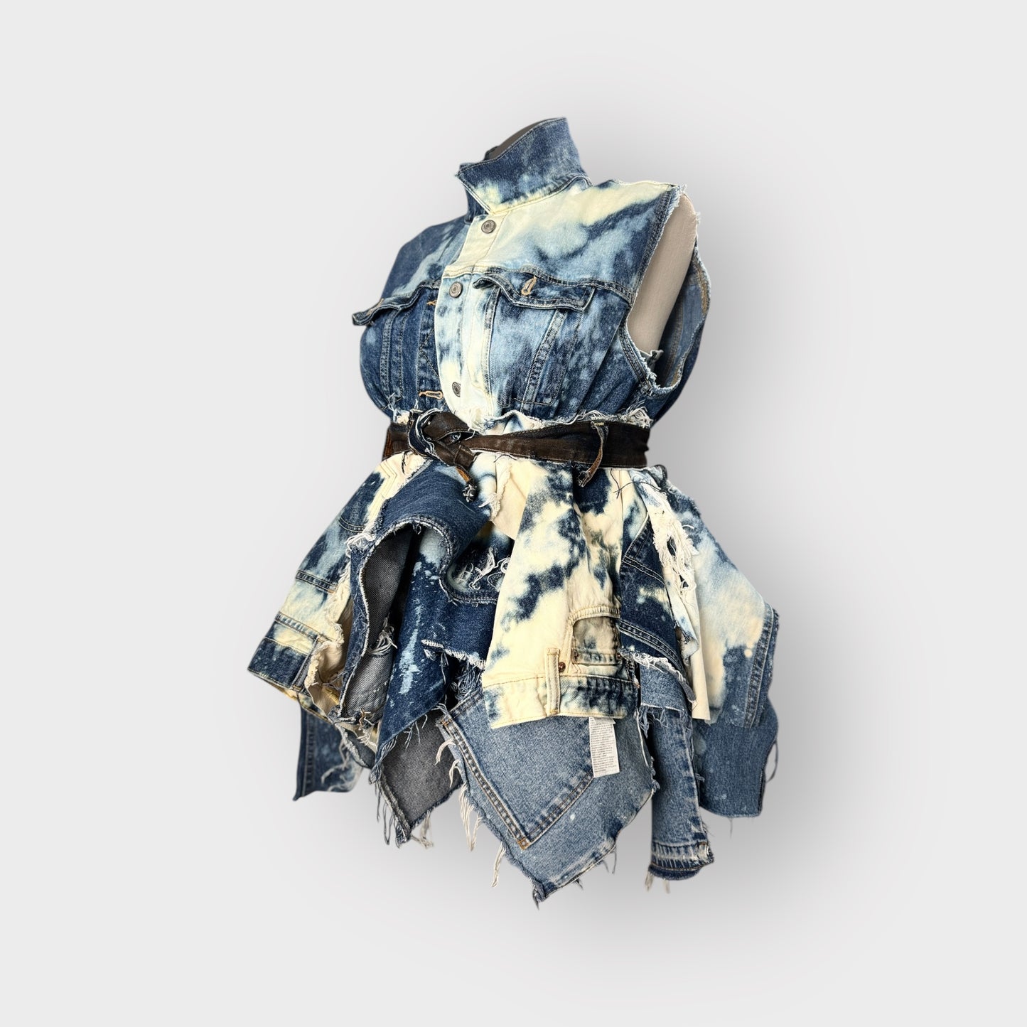 Distressed Dark Denim Peplum
