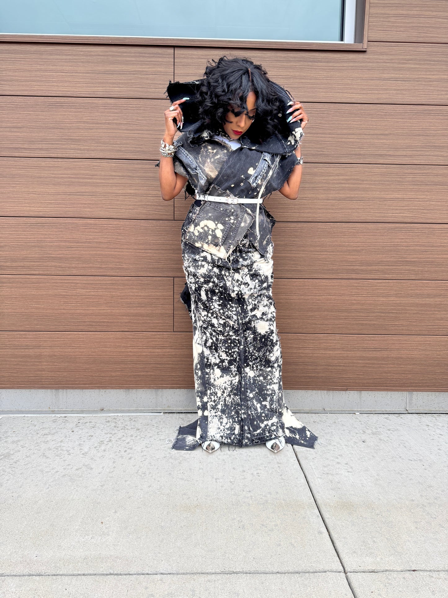 Distressed Denim Harness/Tunic