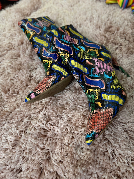 Rainbow Snake print Booties