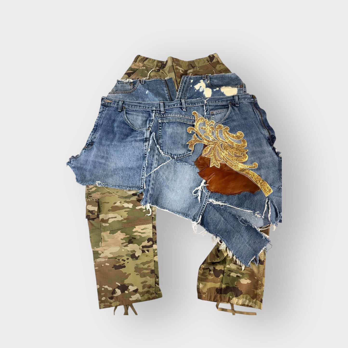 Double Denim Overlay Cargos