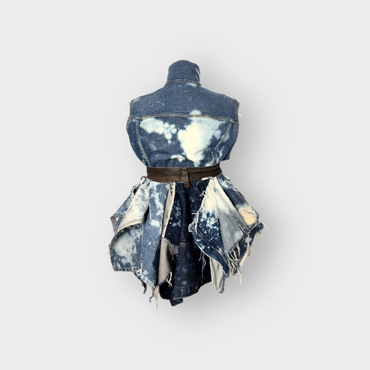 Distressed Dark Denim Peplum