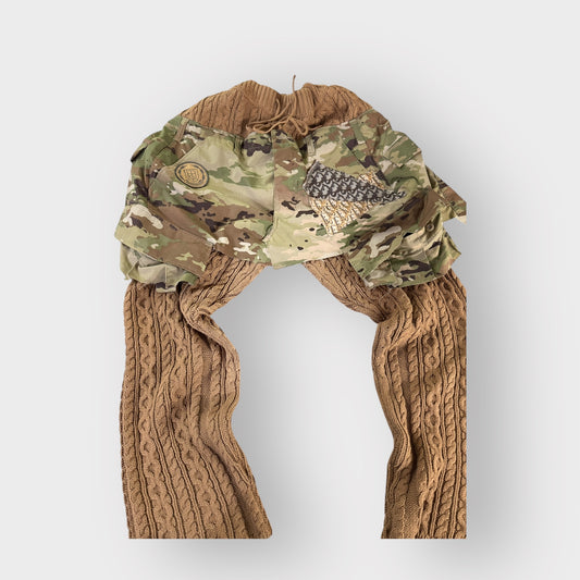 Overlay Cable Knit Wide Leg Joggers