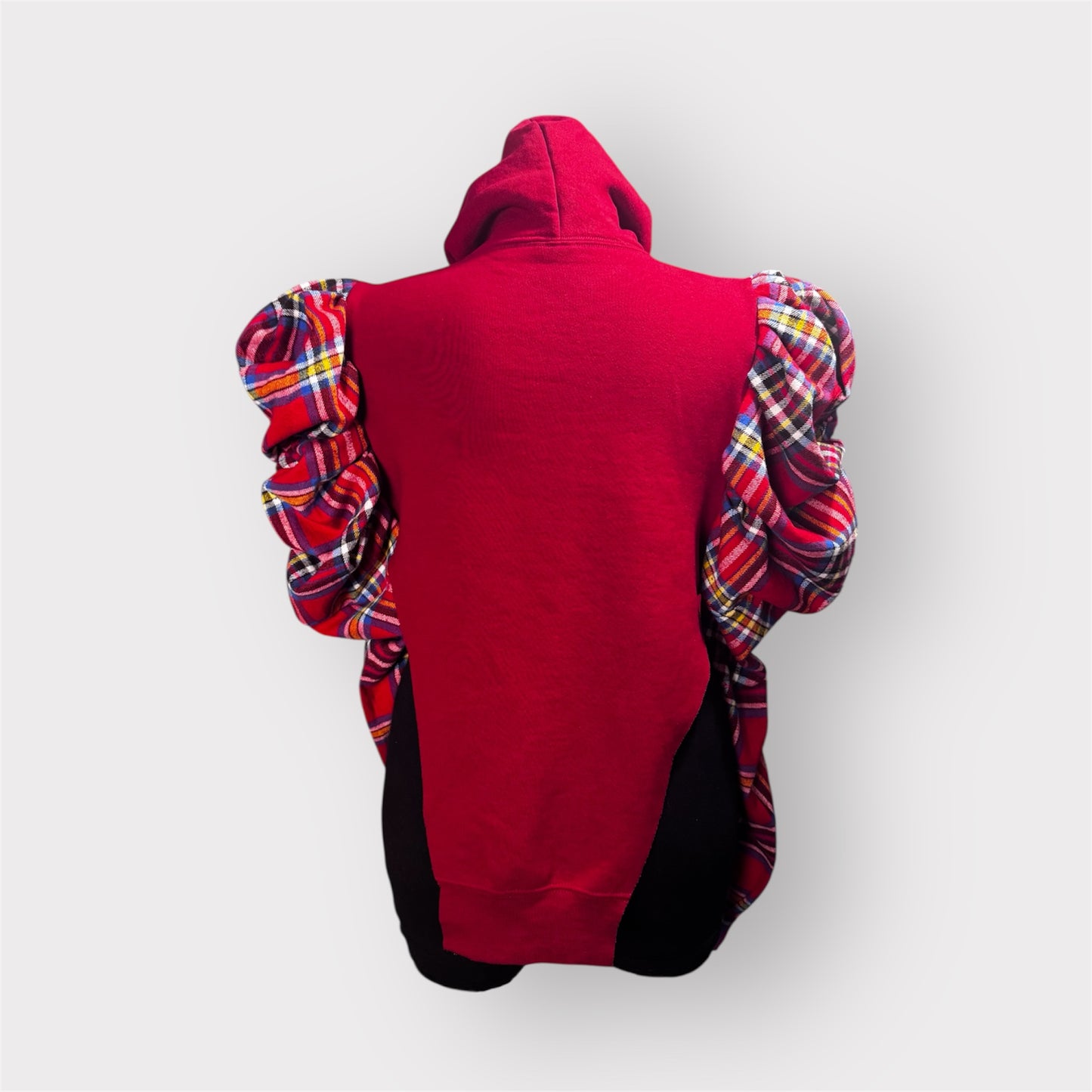 Asymmetrical Distressed Puff Sleeve Hoodie