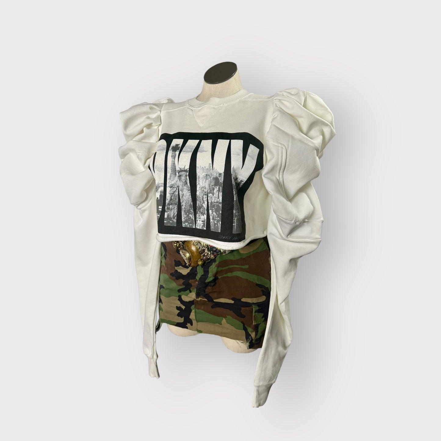 DKNY Couture Sleeve Crop Crewneck