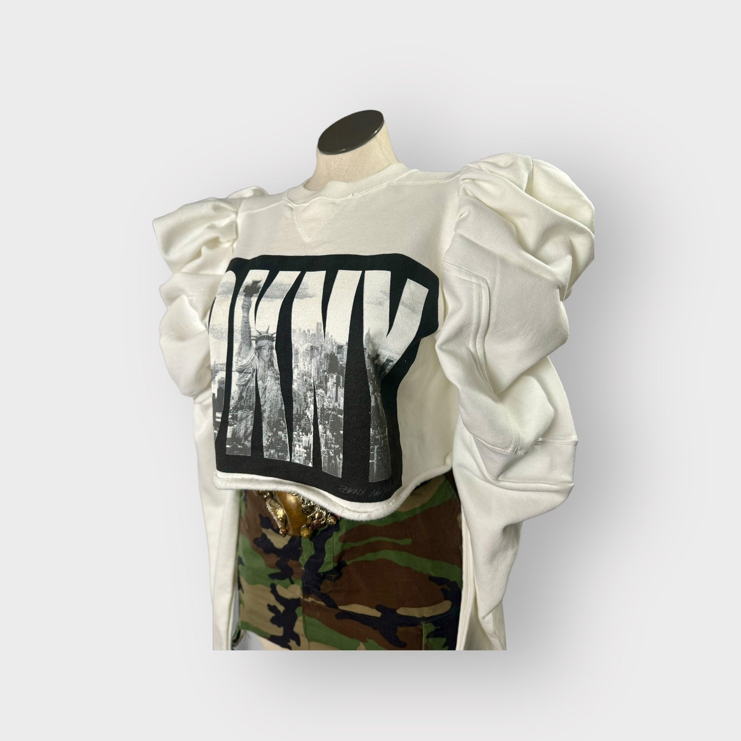 DKNY Couture Sleeve Crop Crewneck