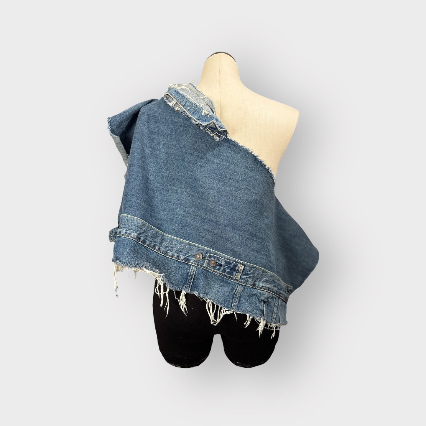 Off Shoulder Denim Poncho