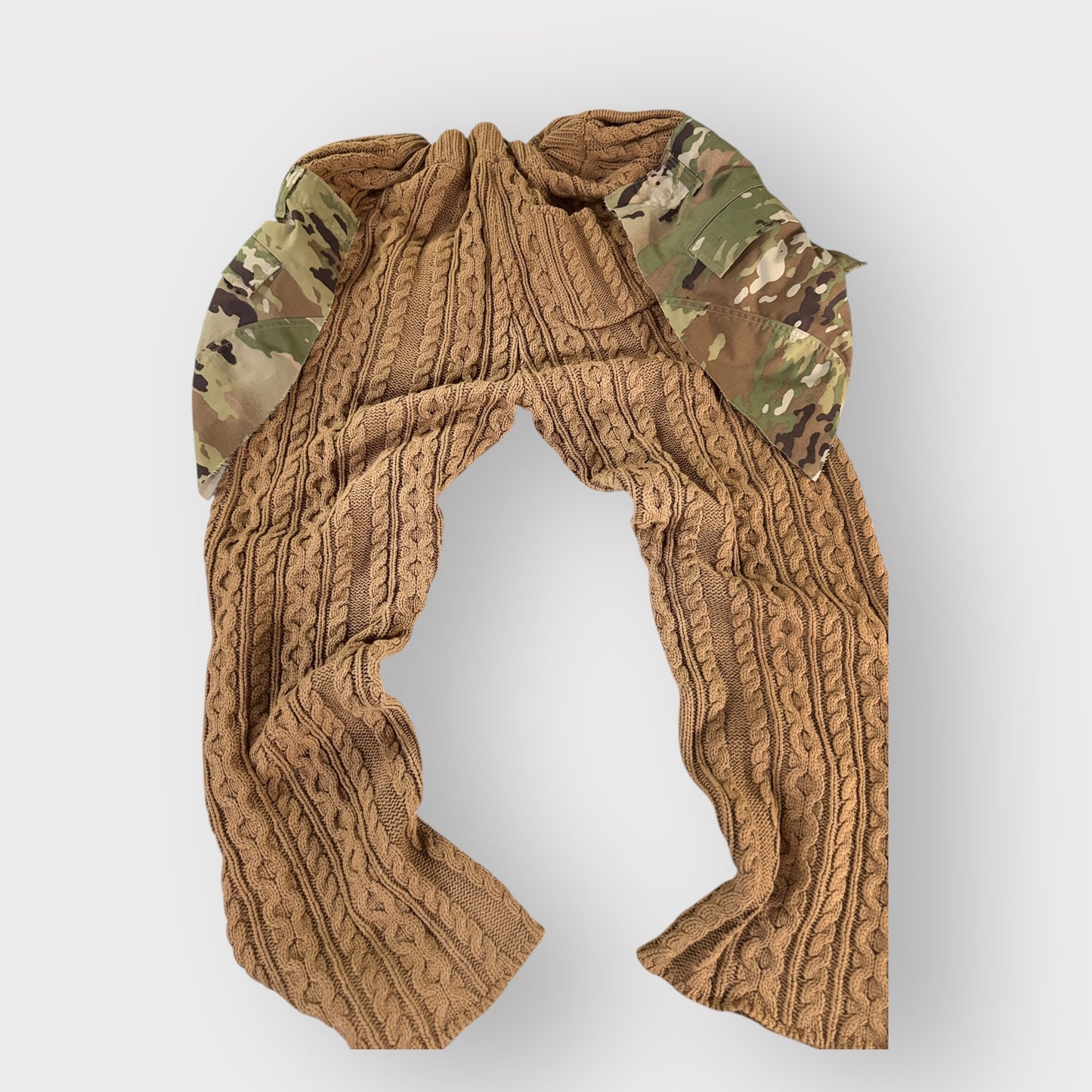 Overlay Cable Knit Wide Leg Joggers