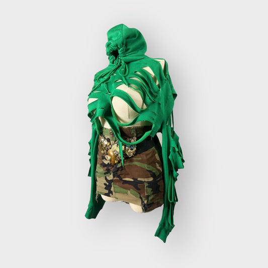 Distressed Cropped Hoodie