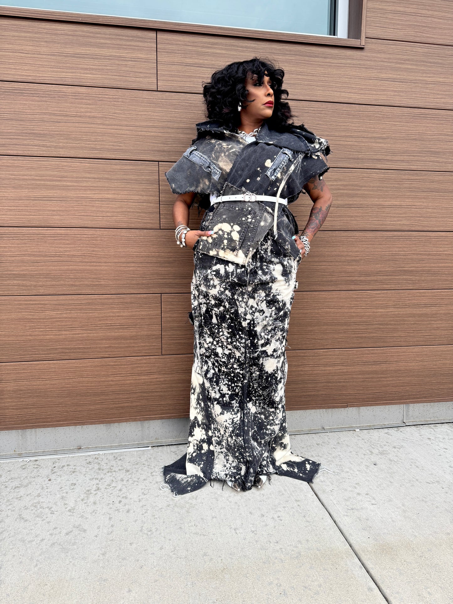 Distressed Denim Harness/Tunic