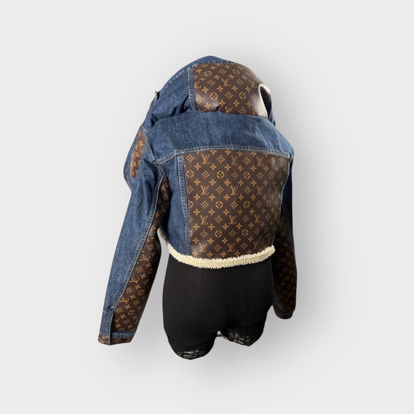Denim Couture Designer Insp. Cowl Neck Cropped Jacket