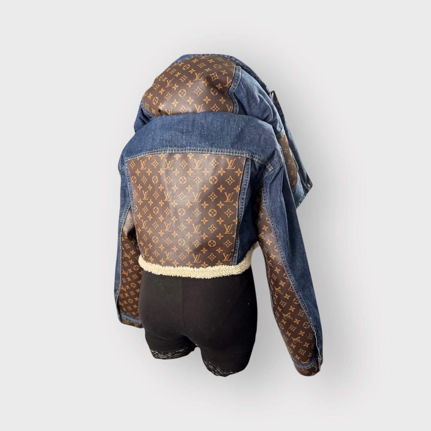 Denim Couture Designer Insp. Cowl Neck Cropped Jacket