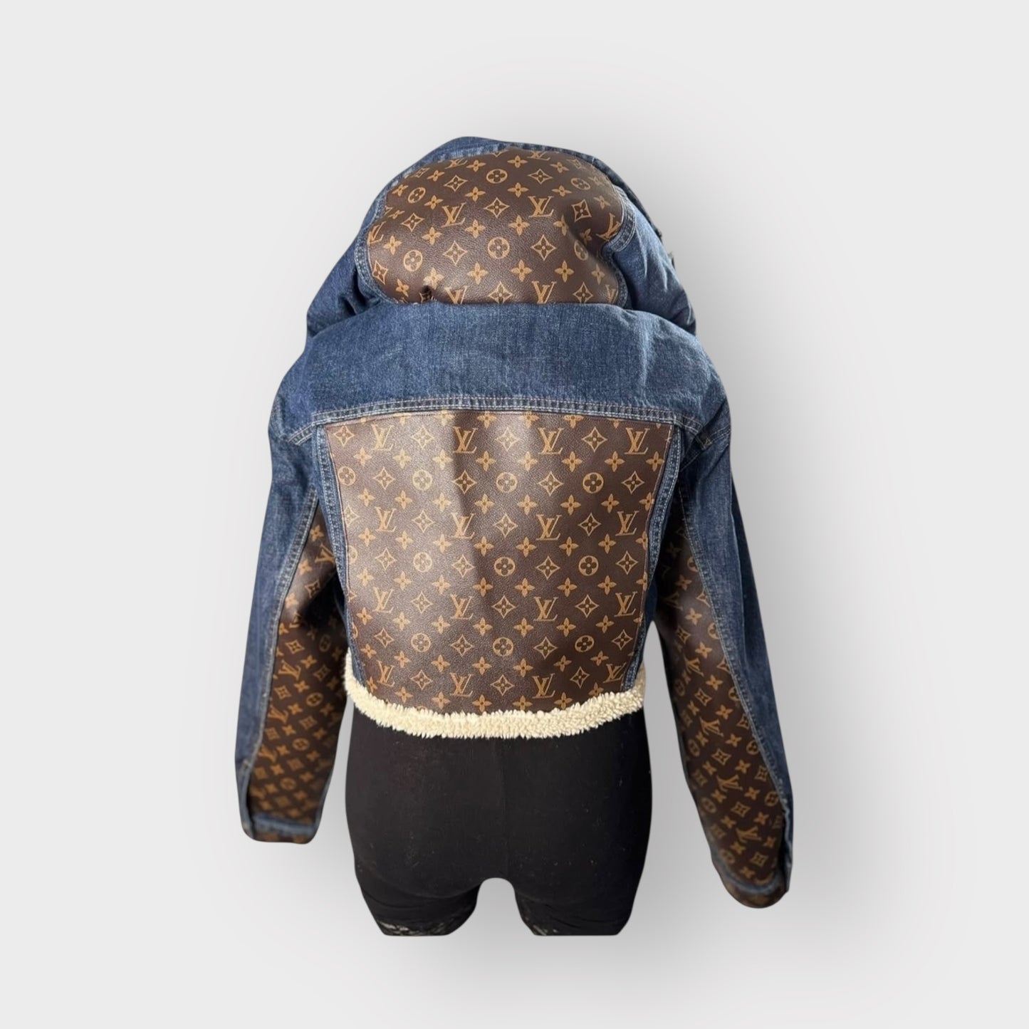 Denim Couture Designer Insp. Cowl Neck Cropped Jacket