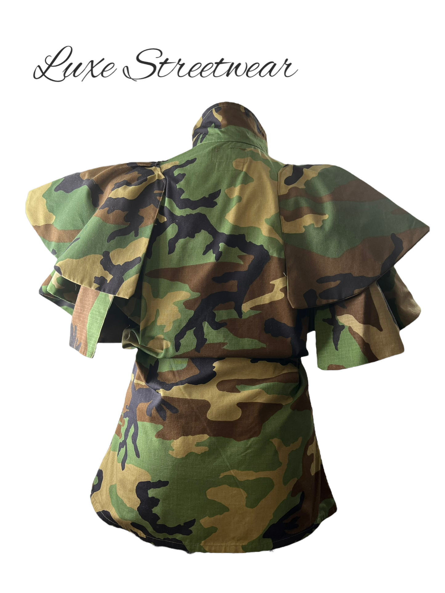 (Made to order) Camo Couture Flounce Sleeve Jacket
