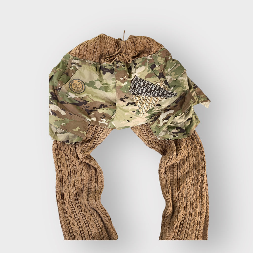Overlay Cable Knit Wide Leg Joggers