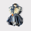 Distressed Denim Layered Peplum