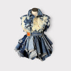 Distressed Denim Layered Peplum