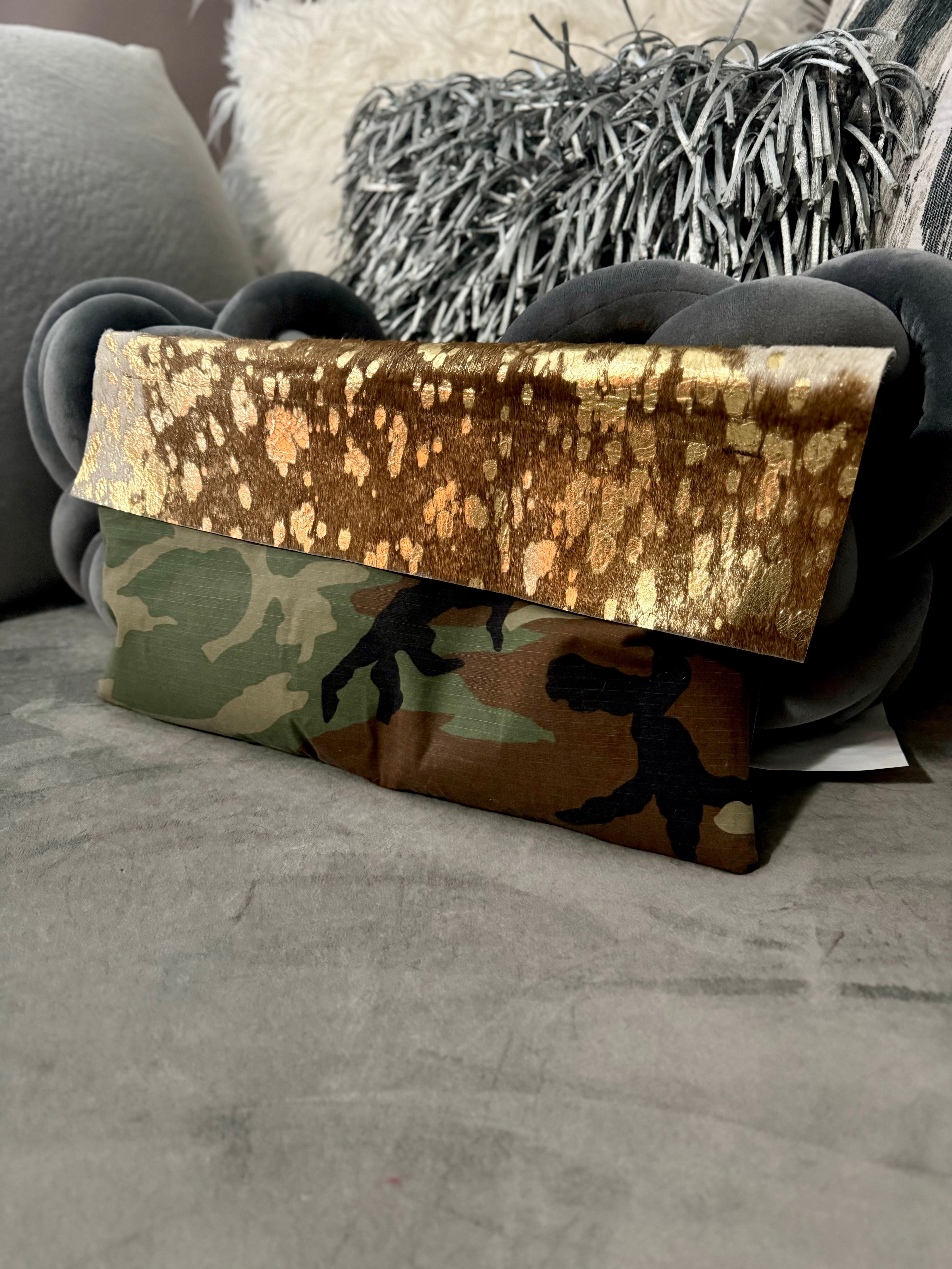 Country Couture Oversized Camo n Cowhide Clutch