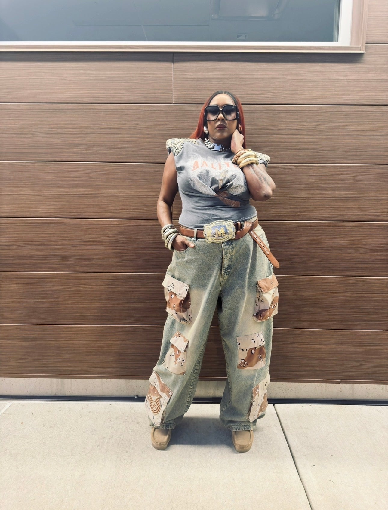Vintage Style Couture Shoulder Wrap Tee